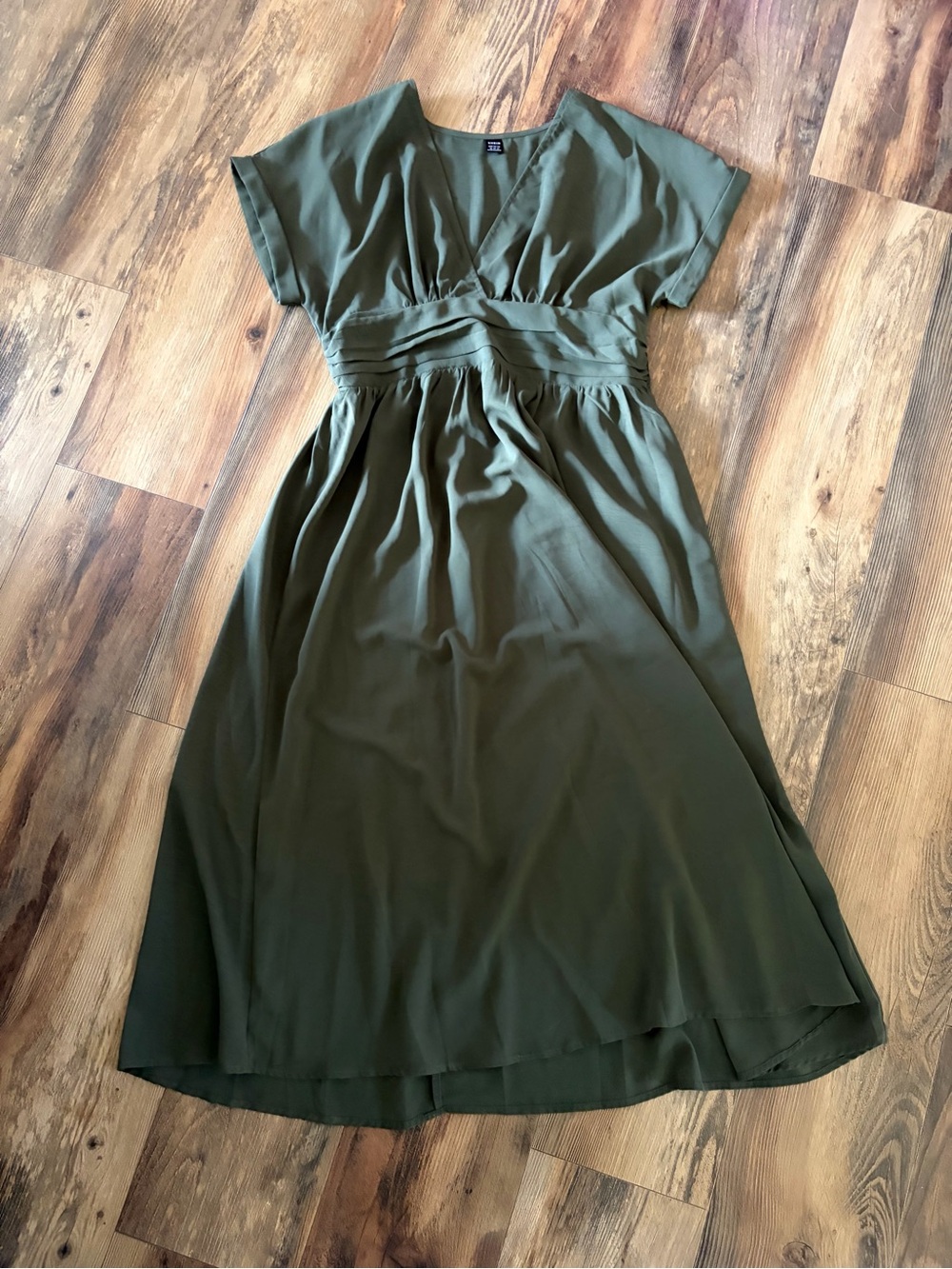 SHEIN Olive Midi V‑Neck Dress